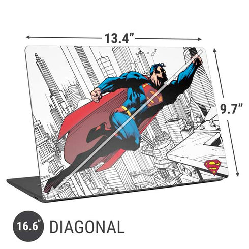 DC Comics Superman Flying Over City Pose Universal Laptop 16.6in (13.4 x 9.7in) Skin